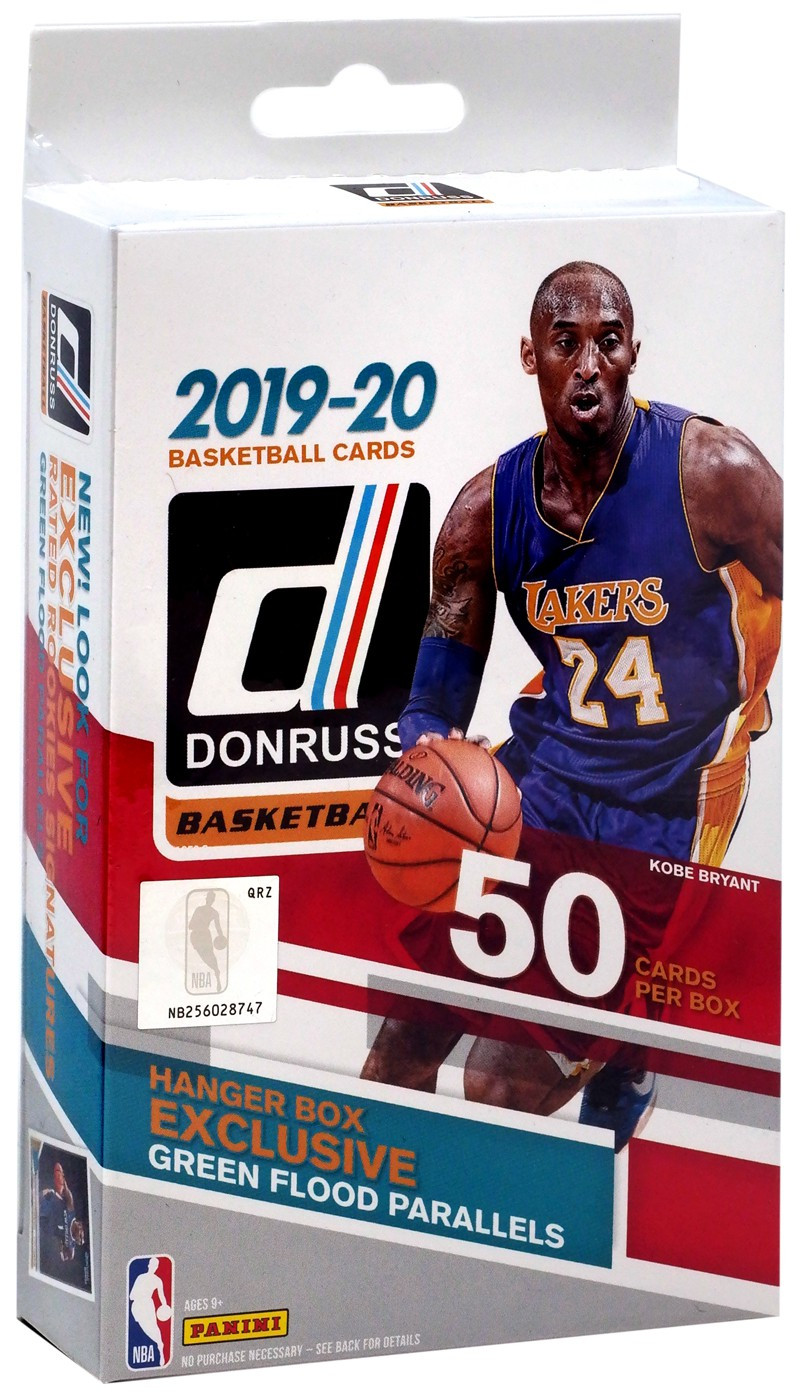 NBA Panini 201920 Donruss Basketball Trading Card HANGER Box 50 Cards, 3 Green Flood Parallels
