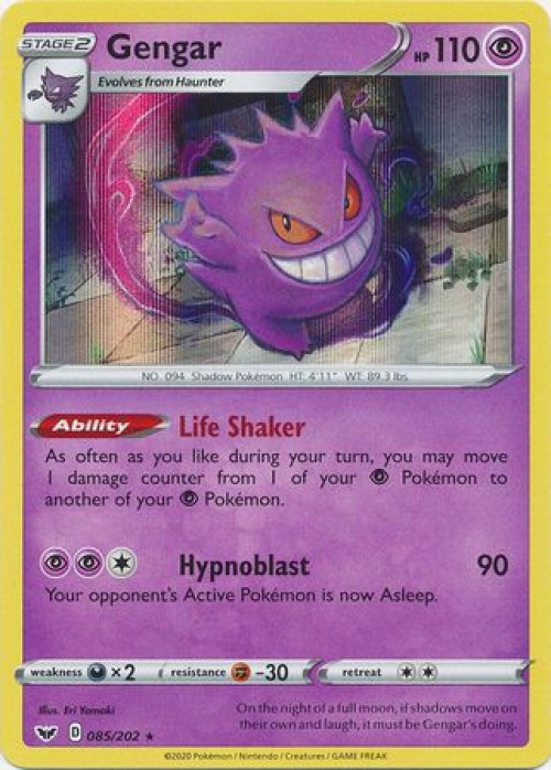 Pokemon Sword Shield Base Set Single Card Rare Holo Gengar 85 ToyWiz
