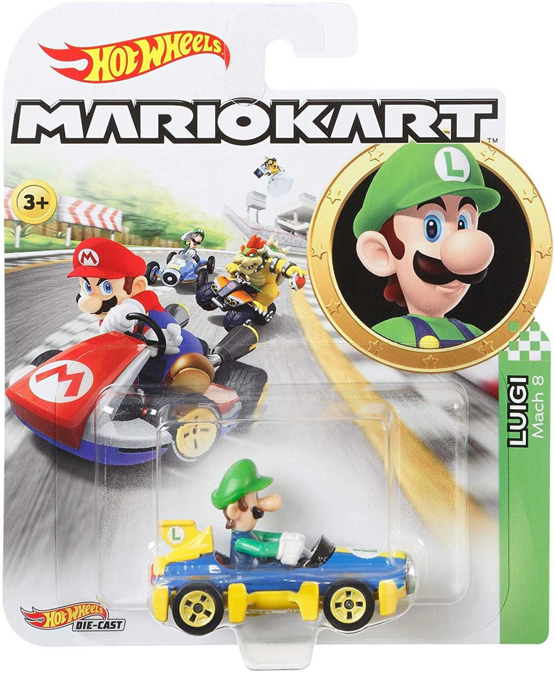 Hot Wheels Mario Kart Luigi 164 Diecast Car Mach 8 Mattel Toys Toywiz 7498