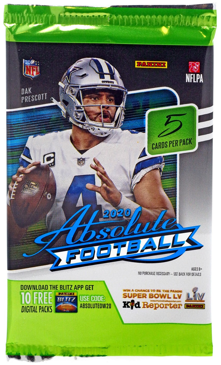 NFL Panini 2020 Absolute Football Trading Card Pack 5 Cards ToyWiz NFL Panini 2020 Absolute Football Trading Card Pack 5 Cards ToyWiz