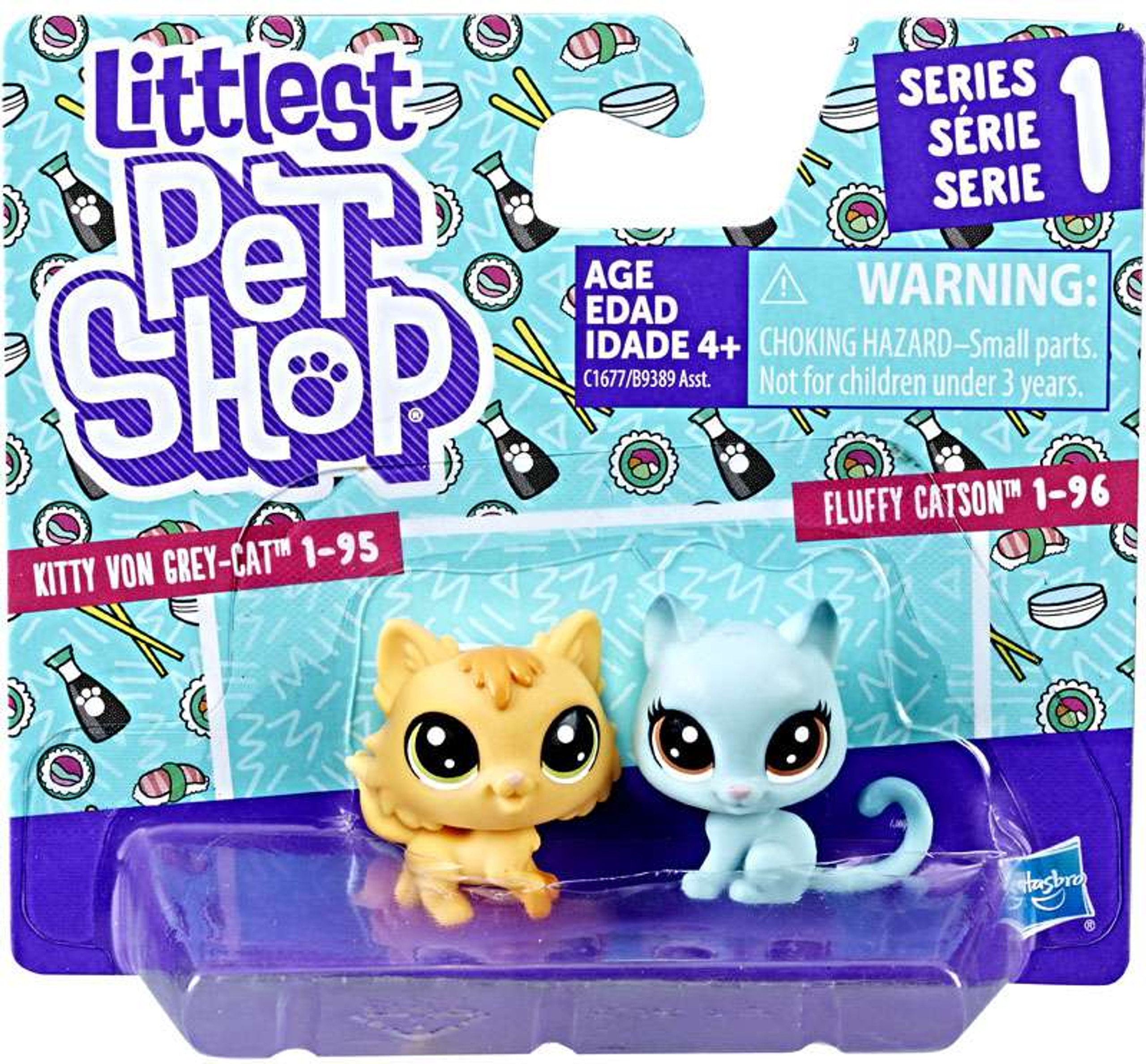 Littlest Pet Shop Series 1 Kitty Von GreyCat Fluffy Catson 95, 96