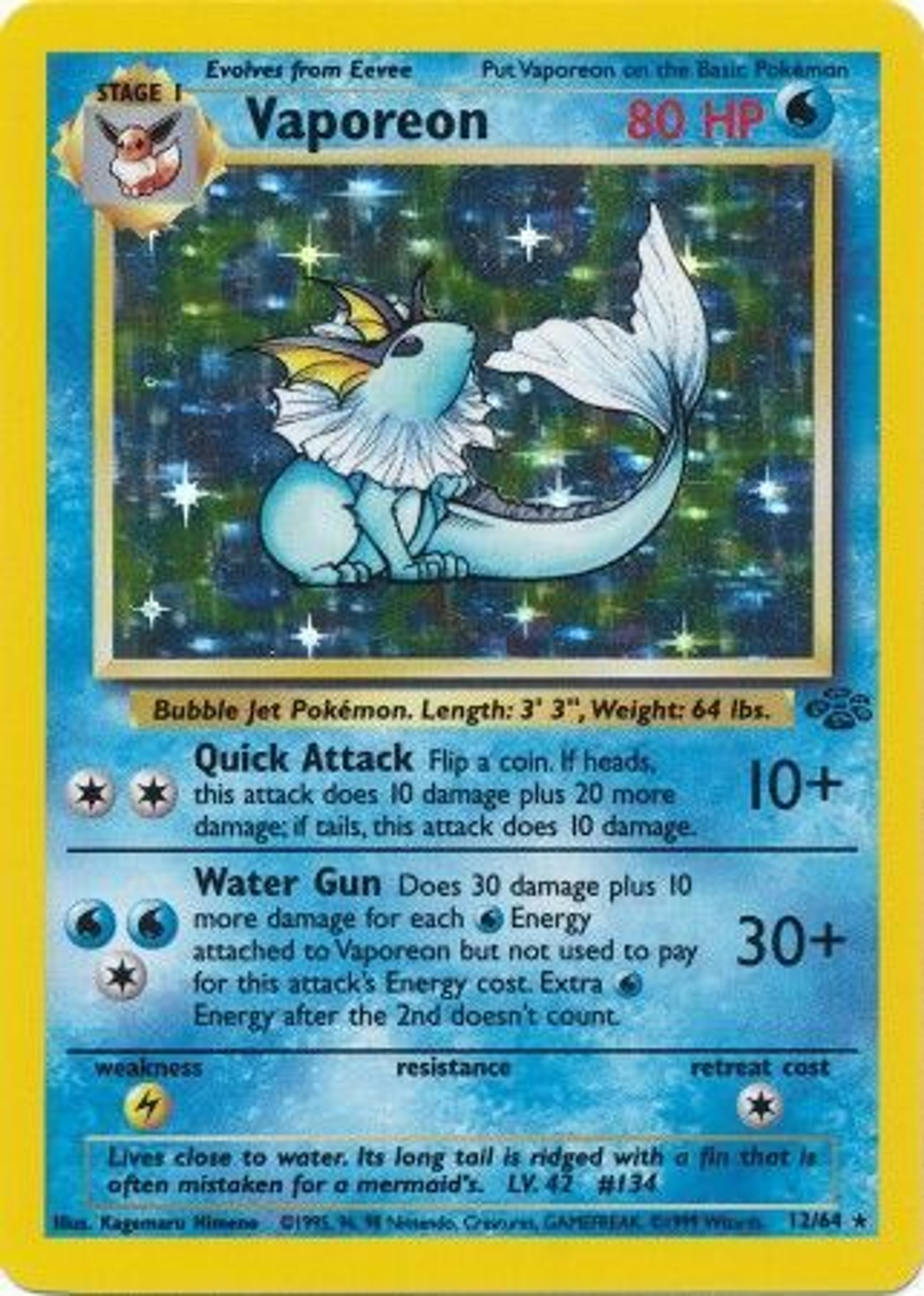 Pokemon Jungle Single Card Rare Holo Vaporeon 12 ToyWiz pokemon-jungle-single-card-rare-holo-vaporeon-12-toywiz