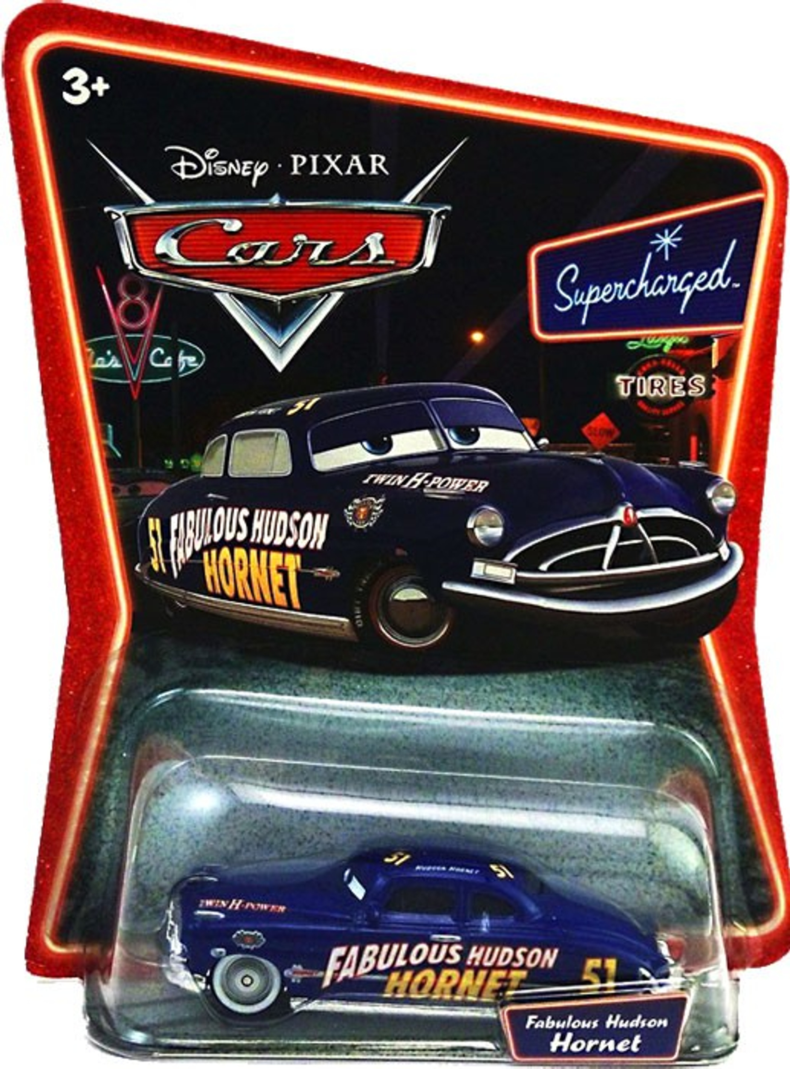 Disney Pixar Cars Supercharged Fabulous Hudson Hornet 155 Diecast Car Silver Hubcaps Mattel Toys 