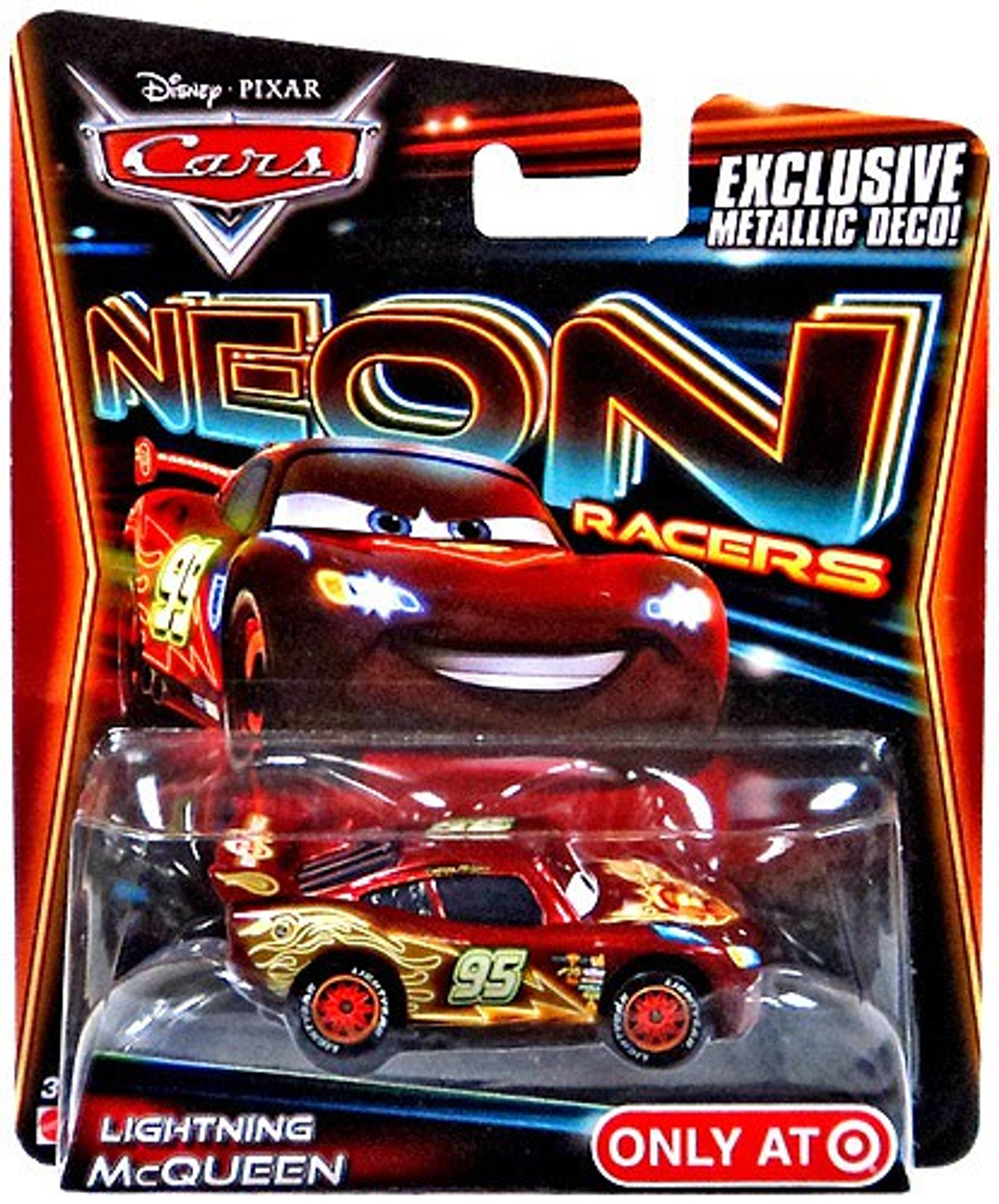 Disney Pixar Cars Neon Racers Lightning Mcqueen Exclusive 155 Diecast Car Metallic Deco Mattel 