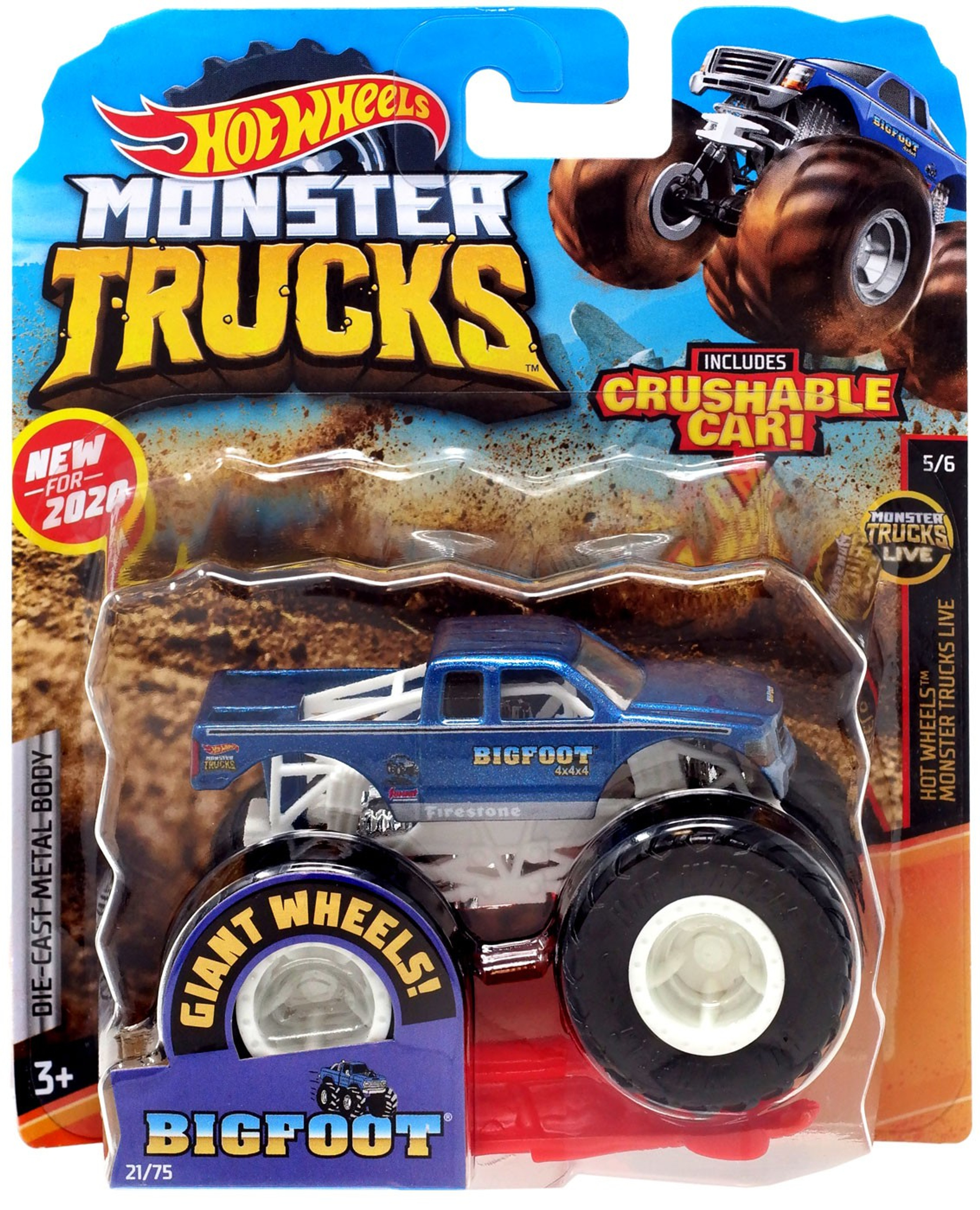 Hot Wheels Monster Trucks Bigfoot 164 Diecast Car Red Crushable Car