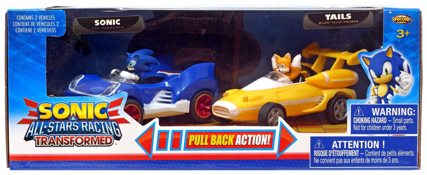 Sonic The Hedgehog All Stars Racing Transformed Pullback Racers Sonic Tails Vehicle 2Pack NKOK