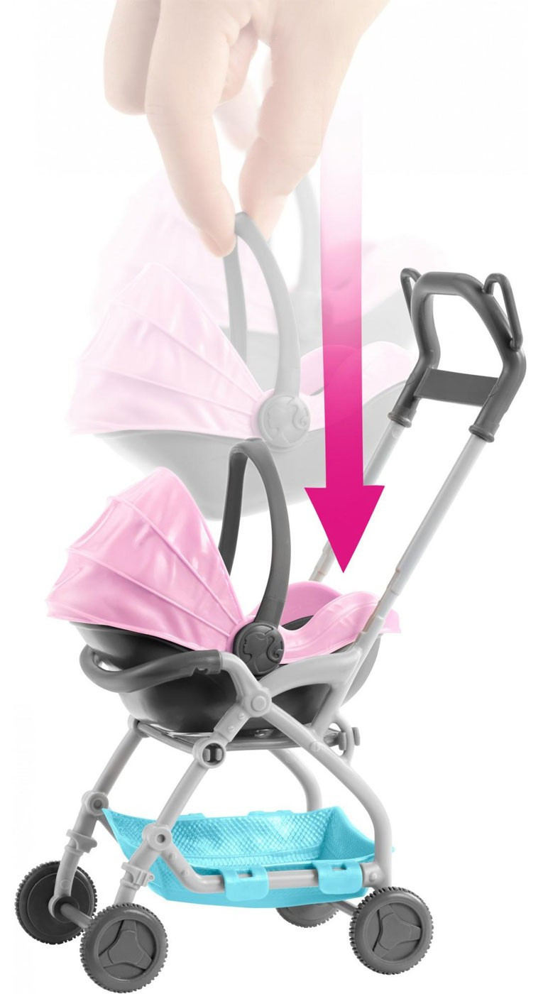 Barbie Skipper Babysitters Inc Pink Stroller Mini Doll Playset Mattel - ToyWiz
