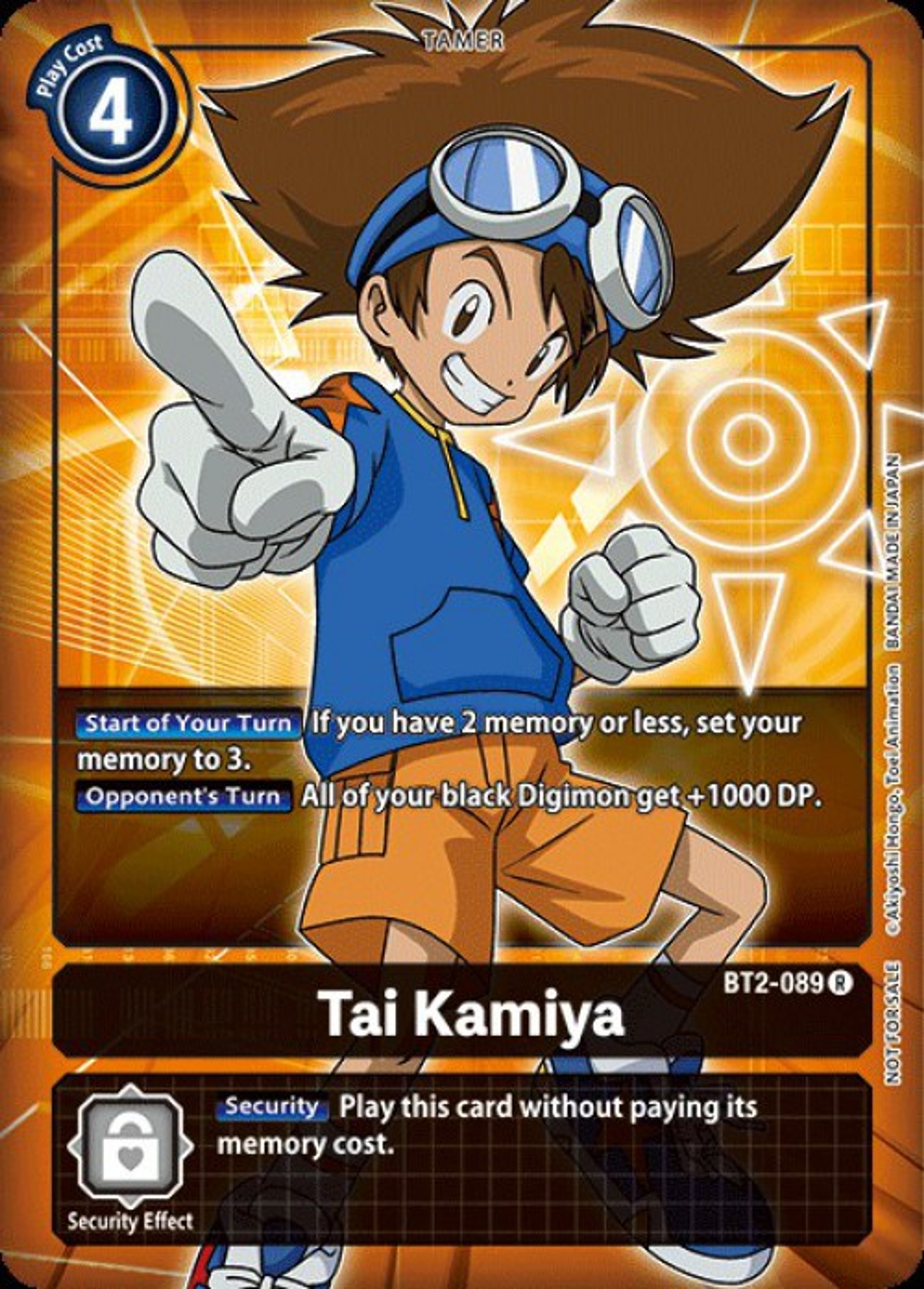 Digimon Trading Card Game 2020 V.1 Single Card Rare Tai Kamiya BT2089