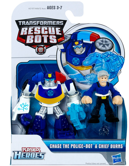Transformers Playskool Heroes Rescue Bots Chase the Police-Bot & Chief Burns Action Figure 2-Pack