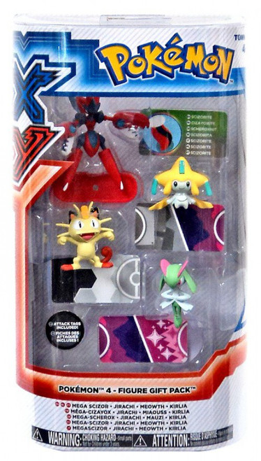 Pokemon XY Mega Scizor, Jirachi, Meowth & Kirlia Mini Figure 4-Pack