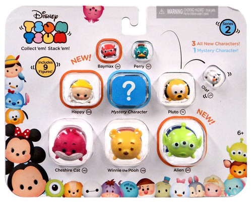 Disney Tsum Tsum Series 2 Baymax, Perry, Olaf, Happy, Pluto, Cheshire Cat, Winnie the Pooh & Alien 1-Inch Minifigure 9-Pack #00219