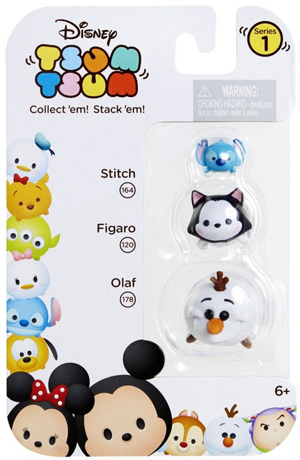 Disney Tsum Tsum Series 1 Stitch, Figaro & Olaf Minifigure 3-Pack #164, 120 & 178