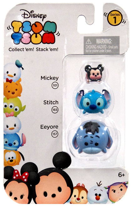 Disney Tsum Tsum Series 1 Mickey, Stitch & Eeyore Minifigure 3-Pack #101, 165 & 157