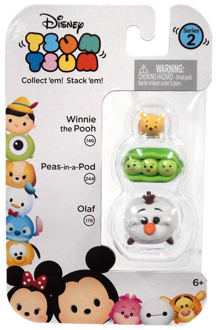 Disney Tsum Tsum Series 2 Winnie the Pooh, Peas-in-a-Pod & Olaf Minifigure 3-Pack #146, 244 & 178