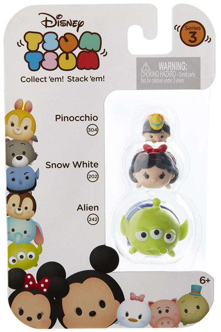 Disney Tsum Tsum Series 3 Pinocchio, Snow White & Alien Minifigure 3-Pack #304, 202 & 242