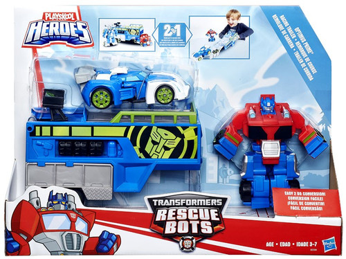 transformers rescue bots flip racers race track trailer playset