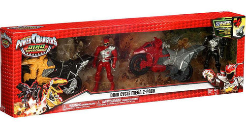 Power Rangers Dino Super Charge Red & Black Rangers Dino Cycle Mega 2-Pack