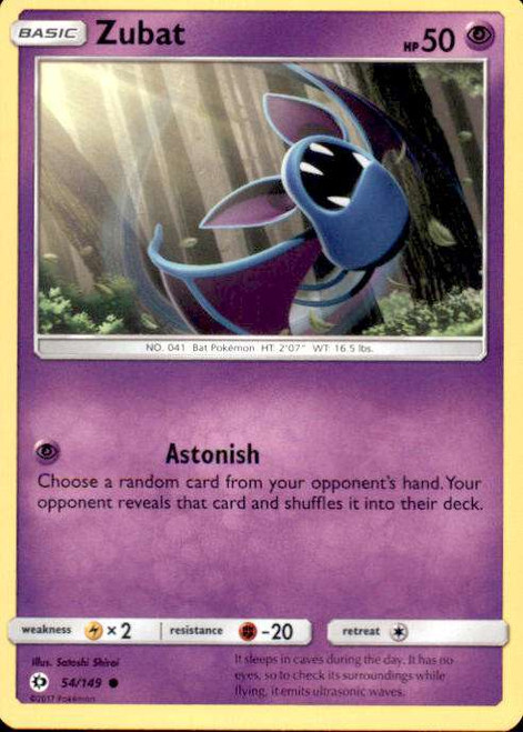 Pokemon Sun & Moon Base Set Common Zubat #54