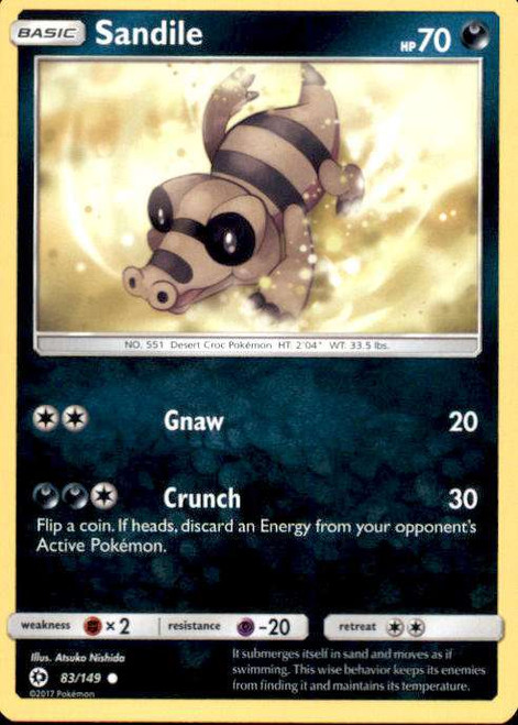 Pokemon Sun & Moon Base Set Common Sandile #83