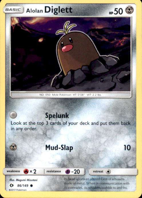 Pokemon Sun & Moon Base Set Common Alolan Diglett #86