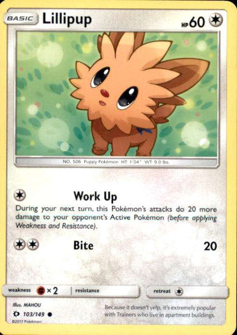 Pokemon Sun & Moon Base Set Common Lillipup #103