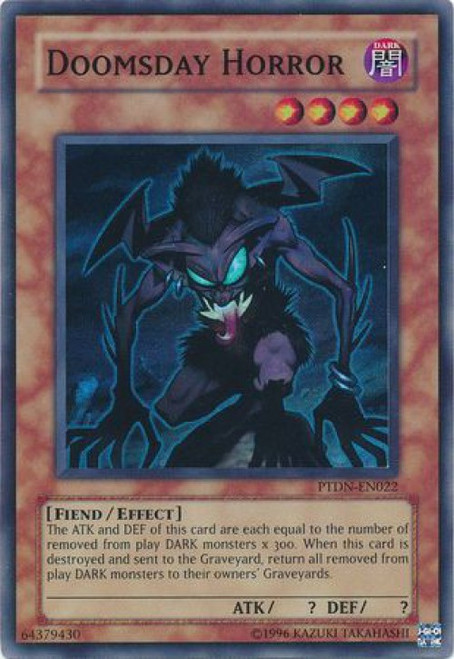 YuGiOh GX Trading Card Game Phantom Darkness Super Rare Doomsday Horror PTDN-EN022
