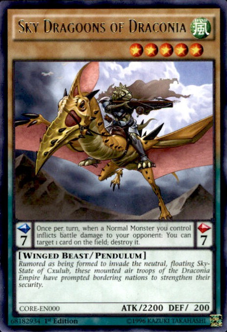 YuGiOh Clash of Rebellions Rare Sky Dragoons of Draconia CORE-EN000