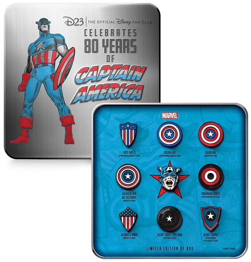 Disney Marvel D23 Captain America Exclusive Boxed Pin Set 9-Pack