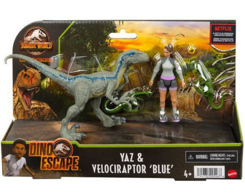 Jurassic World Camp Cretaceous Dino Escape Yaz & Velociraptor Blue Action Figure 2-Pack [Includes 2 Compys]