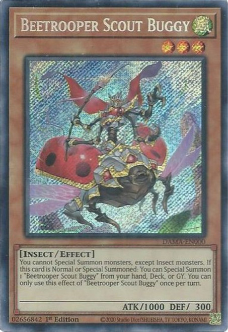 YuGiOh Dawn of Majesty Secret Rare Beetrooper Scout Buggy DAMA-EN000