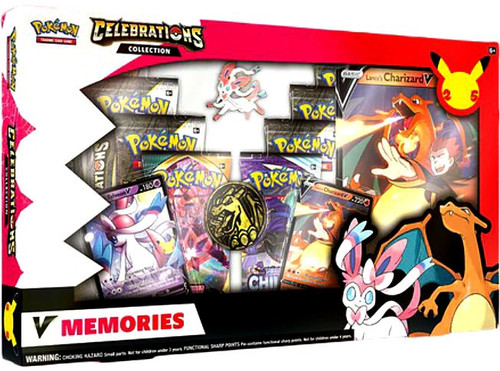 Pokemon Trading Card Game Celebrations V Memories Exclusive Collection Box [6 Celebrations Booster Packs + 2 Additional Booster Packs, 2 Foil Promo Cards, Oversize Card & More]