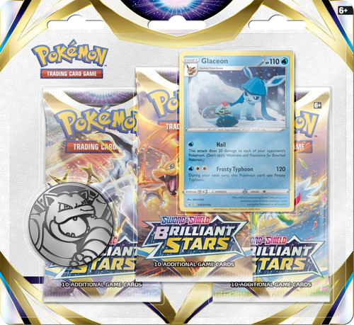 Pokemon Trading Card Game Sword & Shield Brilliant Stars Glaceon Special Edition [3 Booster Packs, Promo Card & Coin]