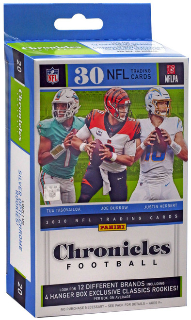 NFL 2020 Chronicles Football Trading Card HANGER Box [30 Cards]