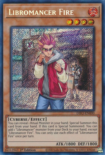 YuGiOh Trading Card Game Dimension Force Secret Rare Libromancer Fire DIFO-EN000
