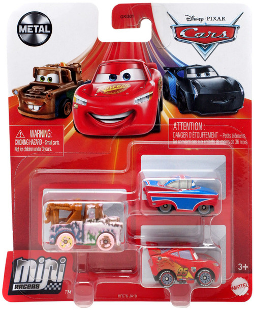 Disney / Pixar Cars Die Cast Metal Mini Racers Soapy Mater, Lightning McQueen & Union Jack Ramone Car 3-Pack