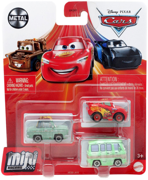 Disney / Pixar Cars Die Cast Metal Mini Racers Rusty Rusteze, Lightning McQueen & Dusty Rusteze Car 3-Pack