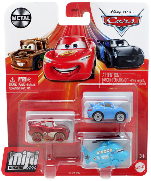 Disney / Pixar Cars Die Cast Metal Mini Racers Radiator Springs McQueen, Rotor Turbosky & Sally Car 3-Pack