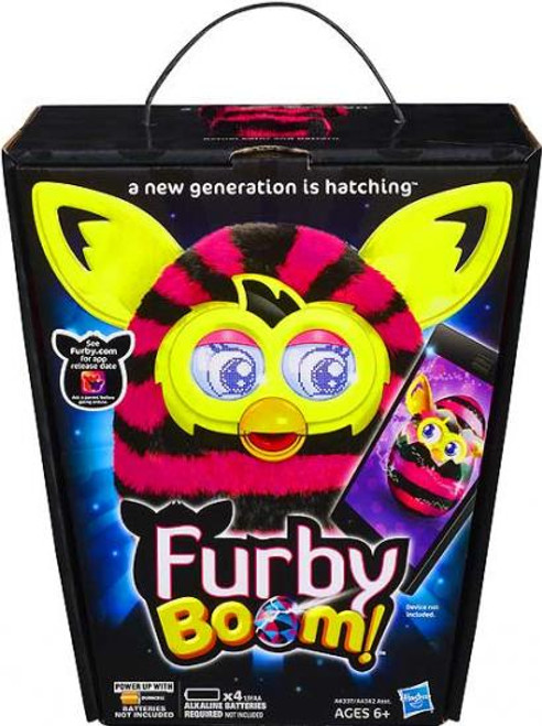 pink and black striped furby