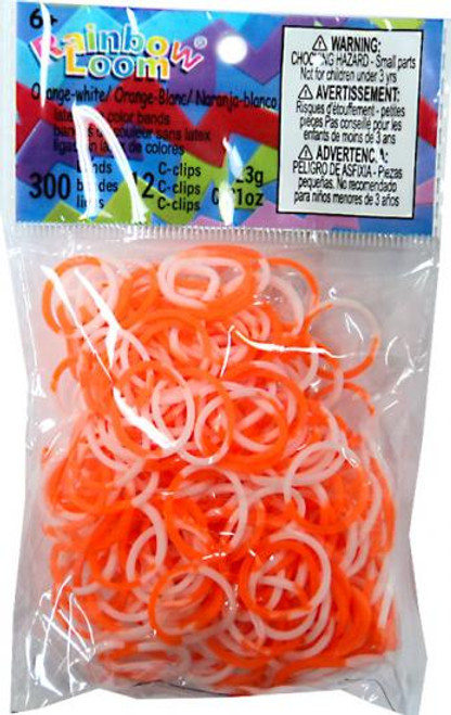 Rainbow Loom Orange & White Two-Tone Rubber Bands Refill Pack [300 Count]