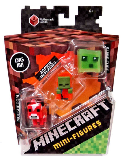 Minecraft Netherrack Series 3 Mooshroom Zombie In Flames Slime Cube Mini Figure 3 Pack Mattel Toys Toywiz - netherrack roblox