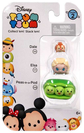 Disney Tsum Tsum Series 2 Dale, Elsa & Peas-in-a-Pod Minifigure 3-Pack #125,171 & 245