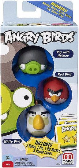 Mattel Angry Birds Game Pig with Helmet, Red Bird & White Bird Mini Figure 3-Pack