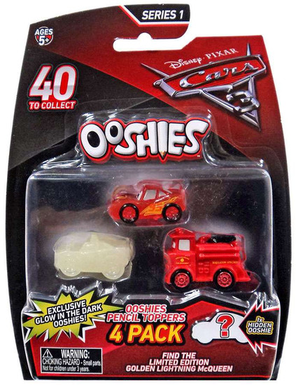 Disney Pixar Cars 3 Ooshies Series 1 Translucent Mcqueen Glow Apb Red Pencil Topper 4 Pack Jakks Pacific Toywiz