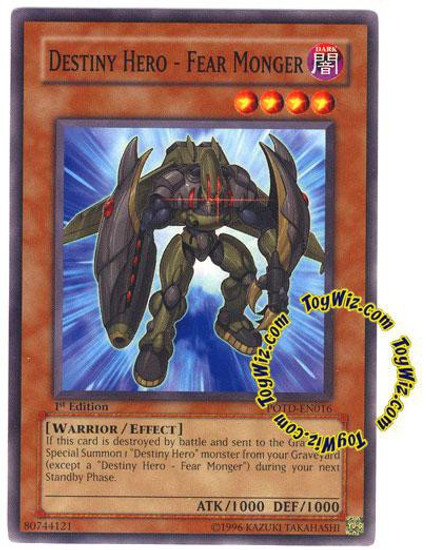 YuGiOh GX Trading Card Game Power of the Duelist Common Destiny Hero - Fear Monger POTD-EN016