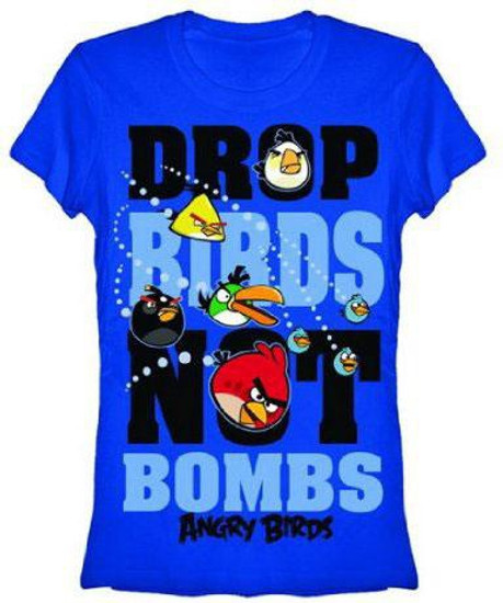 Angry Birds Drop Birds Not Bombs T-Shirt [Women's Small]