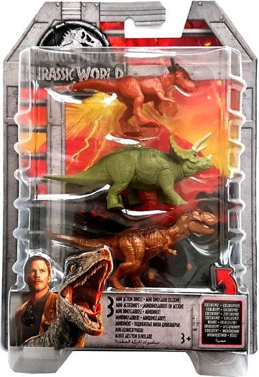 Jurassic World Tyrannosaurus Rex Triceratops Stygimoloch 2 Mini Dinosaur Figure 3 Pack Mattel Toywiz