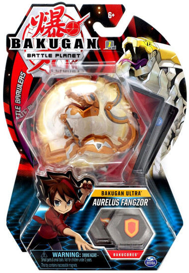 Bakugan Ultra Battle Planet Figure Trading Card Aurelus Fangzor Bakucores Orange 