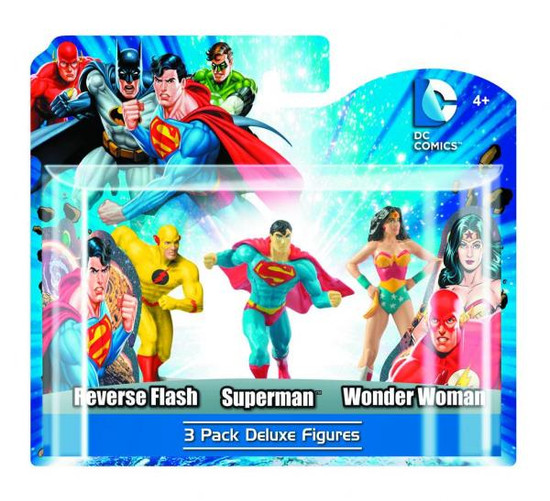 DC Heroes Reverse Flash, Superman & Wonder Woman 4-Inch PVC Figure 3-Pack