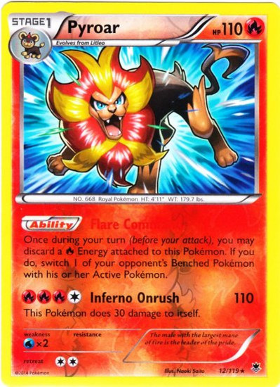 Pokemon X Y Phantom Forces Single Card Rare Holo Pyroar 12 Toywiz - roblox pokemon xy legendary theme song