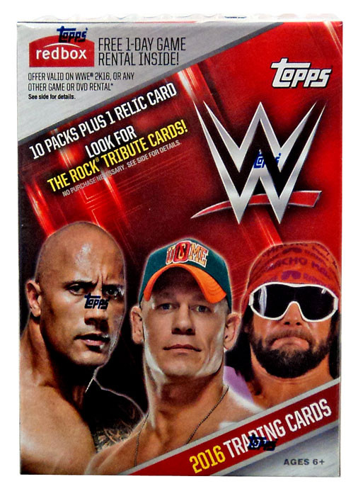 WWE Wrestling Topps 2016 Trading Card BLASTER Box 10 Packs 1 Relic Card